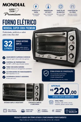 Forno Elétrico Mondial Super Cook Premium 32L