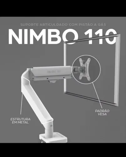 Suporte Articulado Para Monitor 13 a 32 Pistão a Gás Ajustável Zinnia Nimbo 110 Branco