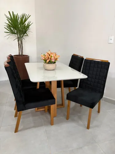 Mesa de Jantar 120x90 4 Lugares Em Madeira Linha Luxo Pronta Entrega 
