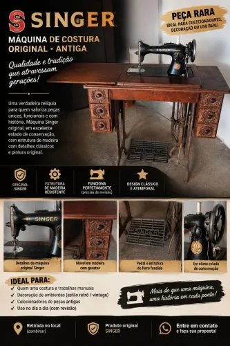 MÁQUINA DE COSTURA SINGER ORIGINAL ANTIGA | RELÍQUIA VINTAGE