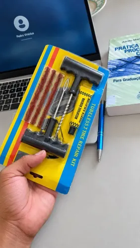 Kit Reparo de Pneu de carro e moto Sem Câmara Tubeless - Completo