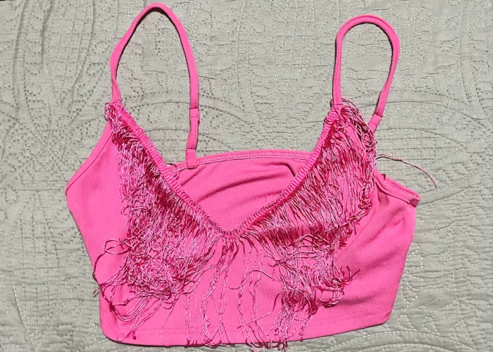 Top Rosa com Franjas Shein G (Novo)