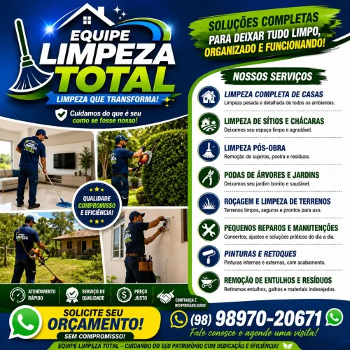 Fazemos limpeza e pequenos reparos com agilidade e eficiência