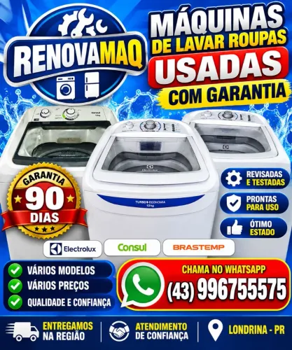 Máquinas de lavar roupas usadas com garantia *