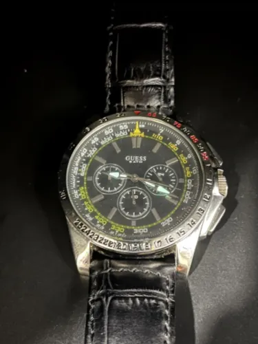 RELOGIO DE PULSO ORIGINAL GUESS MODELO GUESS SPORT GENTS LEATHER STRAP W16559G1