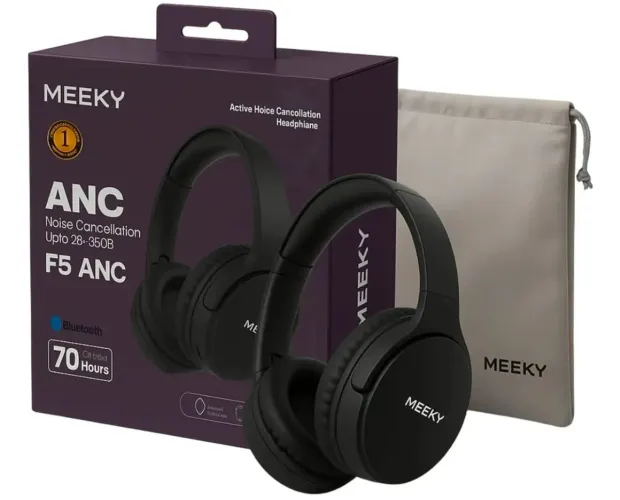 Fone de Ouvido Bluetooth 70 Horas Bateria Meeky F5 ANC Cancelamento de Ruído 