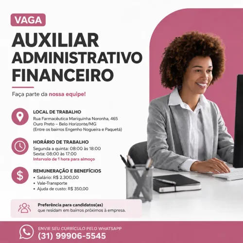 Vaga Auxiliar Administrativo Financeiro