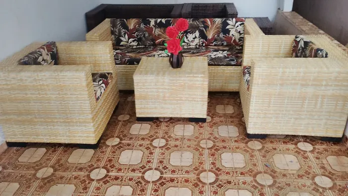 Jogo de sofá alto padrão de vime sintético 