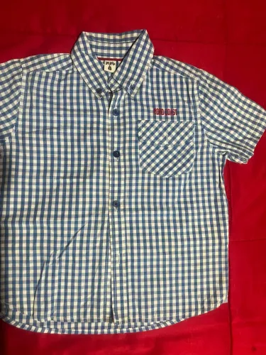 Camisa xadrez infantil azul