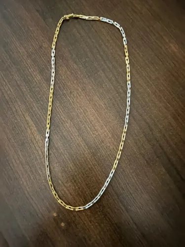 Cordão de ouro amarelo e branco