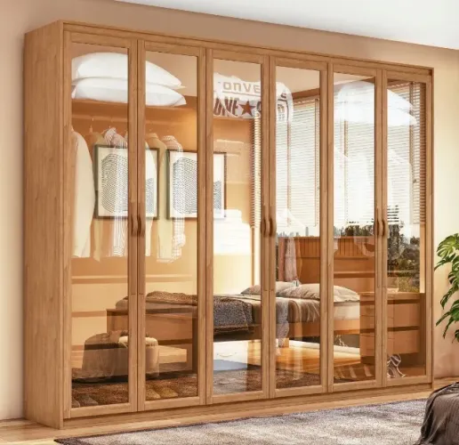 Guarda Roupa 6 Portas Lumina Glass 270 Amêndoa