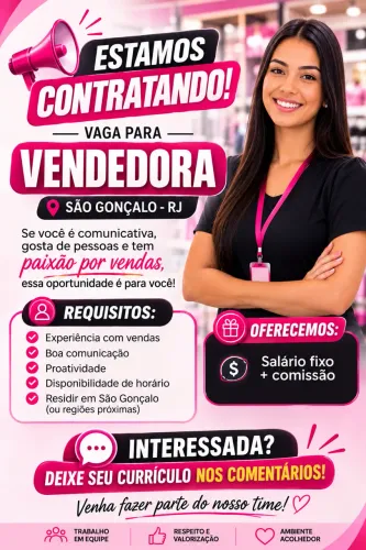 Vagar para vendedora loja on-line.