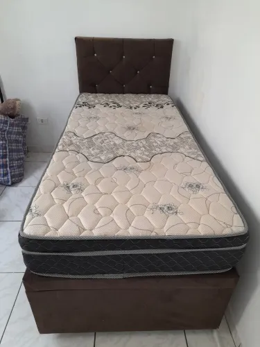 CAMA BAU BOX COM COLCHÃO E CABECEIRA
