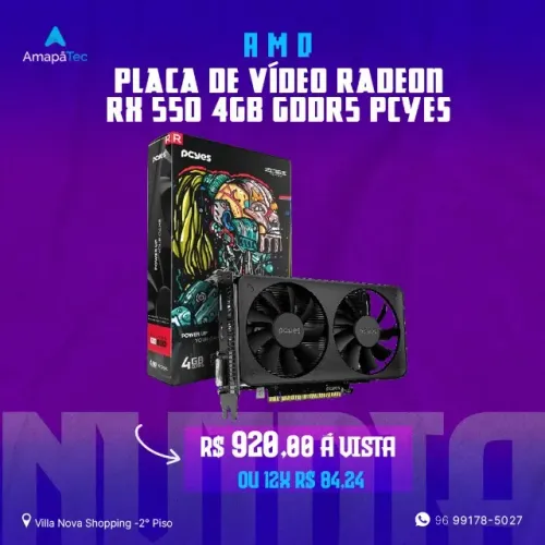 Placa de Vídeo PCYES RX 550 4GB GDDR5