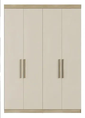 Guarda-roupa Édez Luna, 4 Portas 1,55m Off White E Nogueira