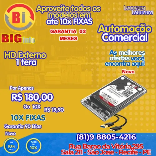 HD  Externo  1TB USB 3.0 para Notebook PS4 Xbox Nitendo TV Smart  - Em ate 10x Fixas 