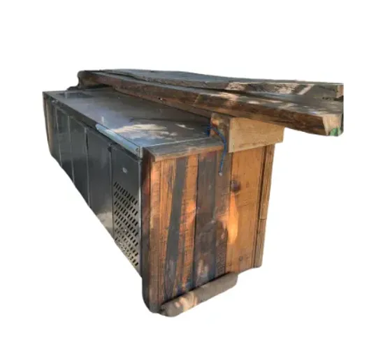 Balcão refrigerado com balcão de madeira