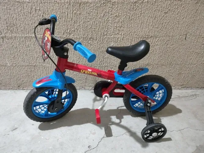 Bicicleta Infantil Nathor Aro 12 - Spider-Man Homem-Aranha + Rodinhas