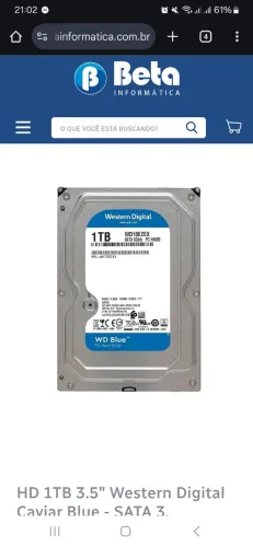 2 unidades HD 1TB 3.5" Western Digital Caviar Blue - SATA 3, 7200RPM, 64MB - WD10EZE