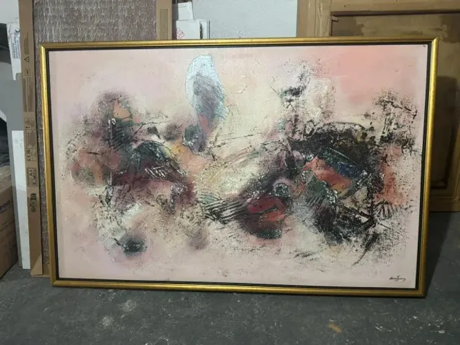 Óleo sobre tela. Marisa Innecco "Abstração". Datado 1996