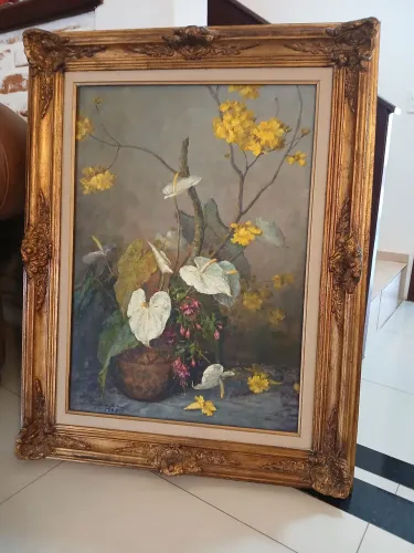 Quadro Assinado Shokichi Takaki - Natureza Morta com Moldura Clássica | 72x92 cm