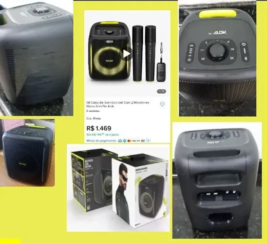 Kit Caixa De Som Karaokê Waaw Alok
