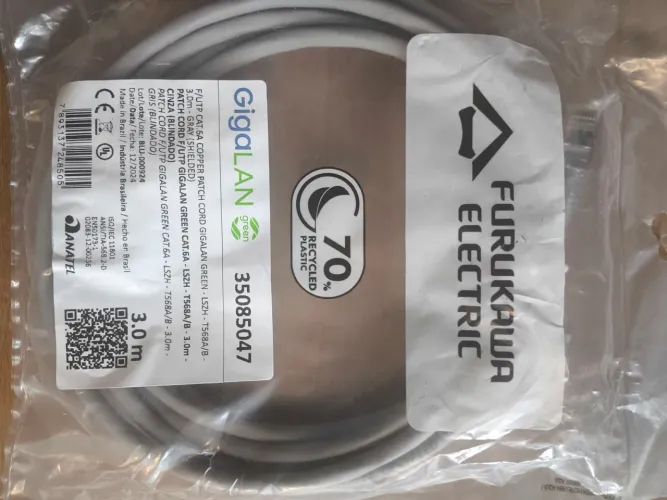 5 Patch cords Furukawa F/UTP CAT6A LSZH Cinza - 3 Metros