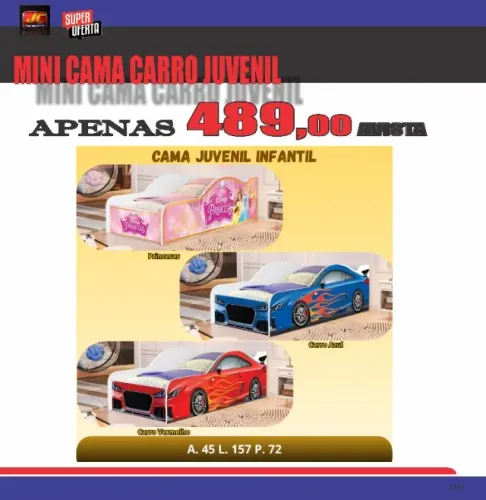 mini cama carro juvenil 