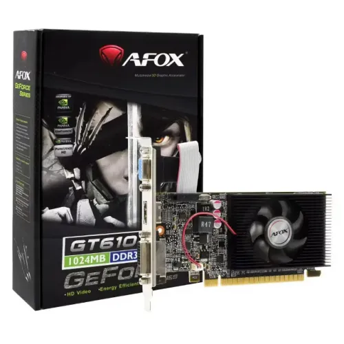 Placa de Video Afox GeForce GT610, 1 GB, DDR3, Nova, Lacrada