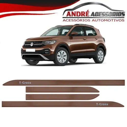 Friso Lateral T-Cross Nome Cromado em Alto Relevo