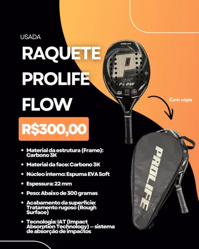 RAQUETE DE BEACH TENNIS PRO LIFE COM CAPA