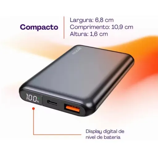 Power Bank CZE 10.000mAh 20W PD ? Pouquíssimo uso