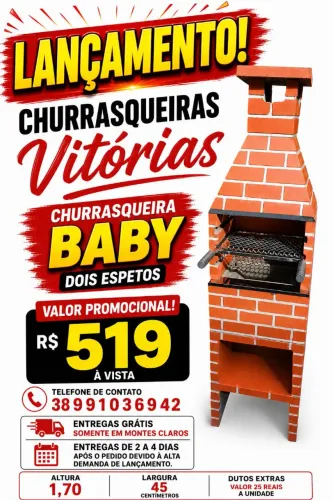 Churrasqueira 2 espetos Baby ? somente 519.00 avista ?