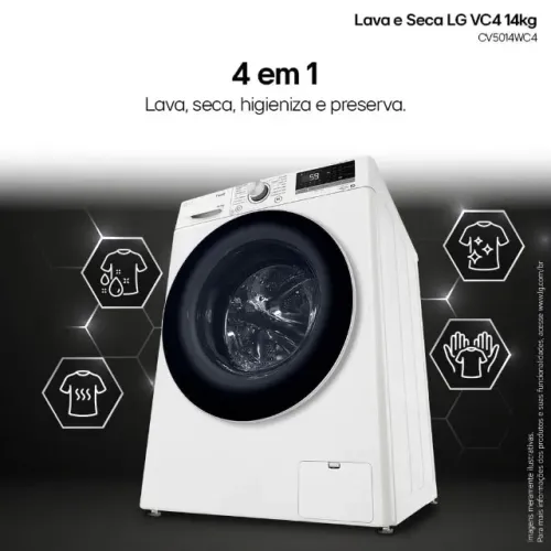 Lava e Seca LG VC4 14/12kg Wi-Fi Nova nota fiscal Smart Inteligência Artificial 220v