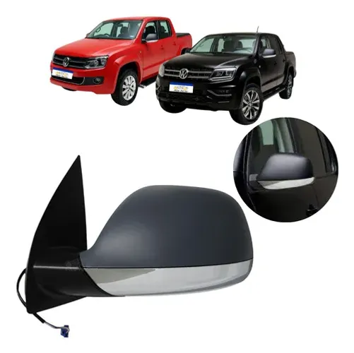 Retrovisor Le Amarok 2010 A 2025 Capa Cinza Inferior Cromado Esquerdo