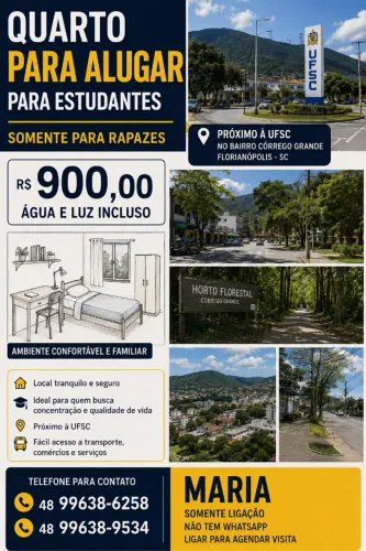 QUARTO PARA ESTUDANTES (RAPAZES)