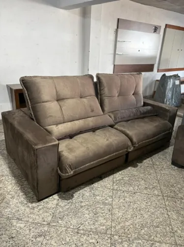 Sofá Coliseu Retrátil Reclinável 2,90m Pillow 30cm Luxo Aconchegante
