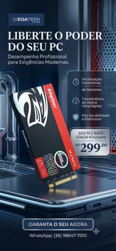 ? SSD M.2 SATA 256GB KingSpec ? R$ 299,00