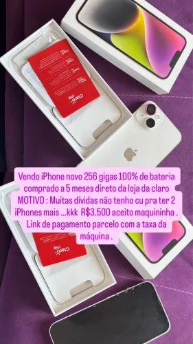Vendo iPhone novo 256 gigas novo 5 meses de uso 