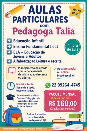? Aulas Particulares com a Pedagoga Talia ?<br>