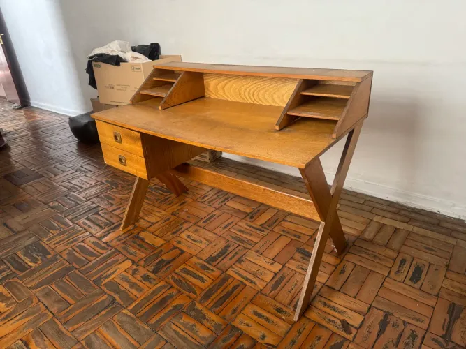 Escrivaninha mesa computador de madeira retrô