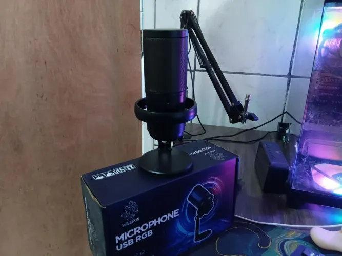 Microfone Gamer Condensador RGB