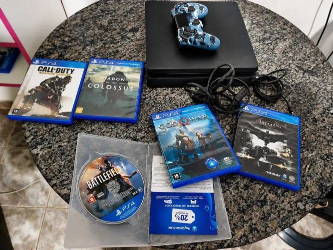 Ps4 slim, 500Gb, controle + 5 jogos, não aceito (OLX PAY)