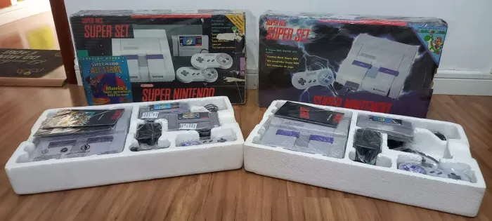 COMBO SETS SUPER NINTENDO ORIGINAIS AMERICANOS BRANQUINHOS SEM PINTURA TUDO ORIGINAL LEIA