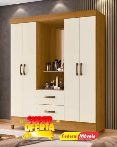 Guarda Roupa 4 Portas 2 Gavetas Espelho Direto da Fabrica Fazemos Entrega