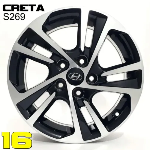 Roda aro 16 Hyundai Creta preta com diamantado 5x114 jogo