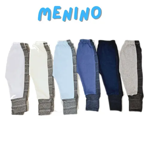 Lote 5 Mijão Vira Pé NOVO Menino - Suedine 100% Algodão - Tamanho RN P M G