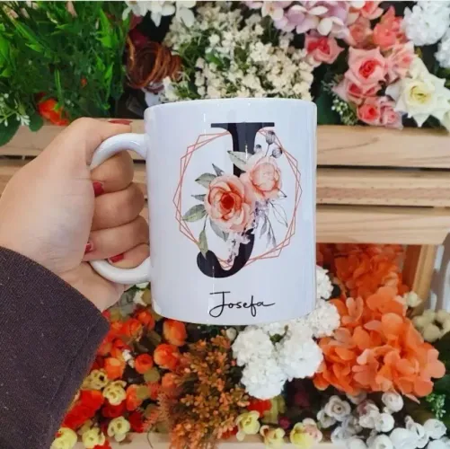 Caneca personalizada letras alfabeto nome e inicial