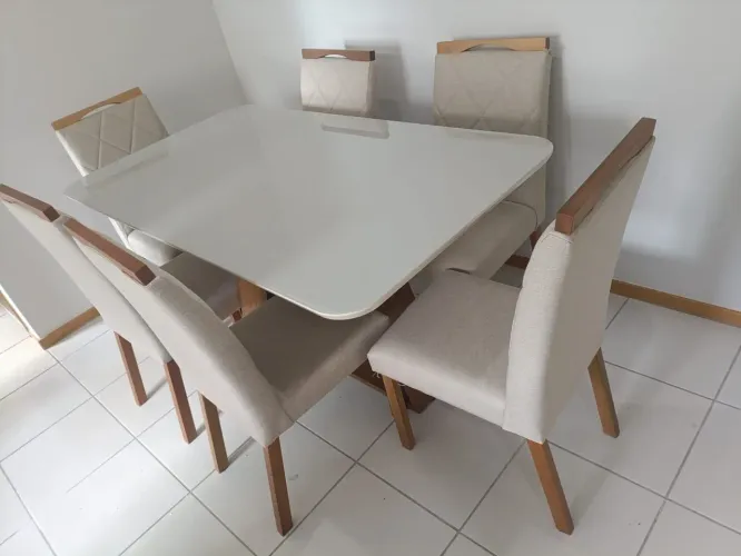 Mesa de Jantar 6 cadeiras - off white- Novo