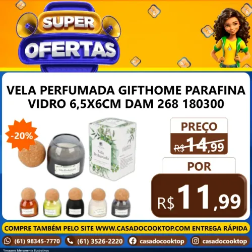 VELA PERFUMADA GIFTHOME PARAFINA VIDRO 6,5X6CM DAM268 18030